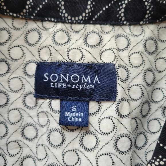 SONOMA Black w/white design Long Length Button Down Blazer - Picture 9 of 11